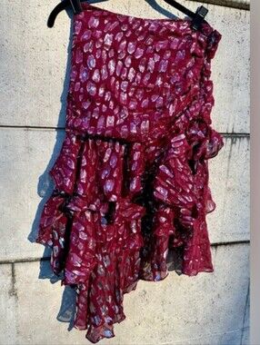 NWT Veronica Beard Silk Fil Coupe' Blake Skirt Size 10 Asmmetric